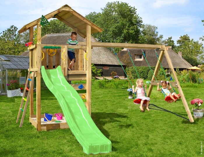 Jungle Gym Sierra 2.1 legetårn med rutsjebane & gyngestativ